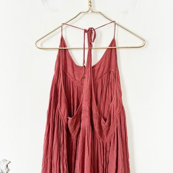 Free People Elaine Embroidered Racer ack Maxi Dress Dusty Pink Rust M - Picture 10 of 15